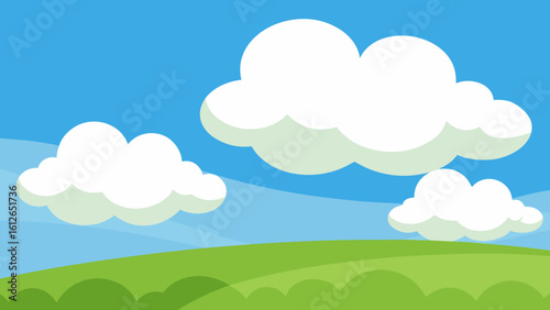 puffy clouds meadows