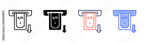 Withdrawal icon set multiple style collection
