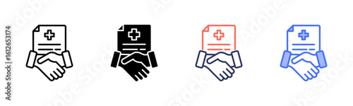 Contract icon set multiple style collection