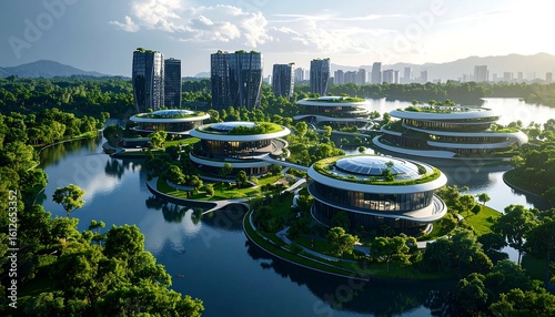 Fototapeta Naklejka Na Ścianę i Meble -  Eco-friendly city on islands