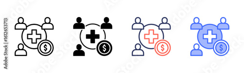 Medical Cost icon set multiple style collection