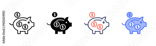 Money Saving icon set multiple style collection