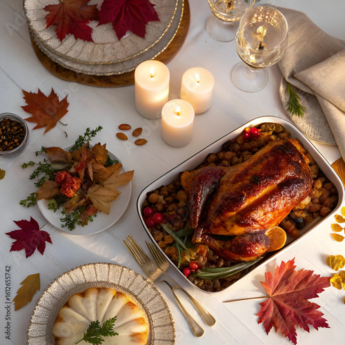christmas table setting with spices