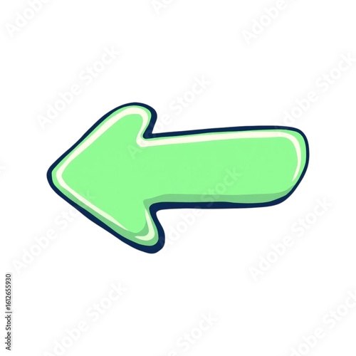 A friendly cartoonish arrow pointing to the left