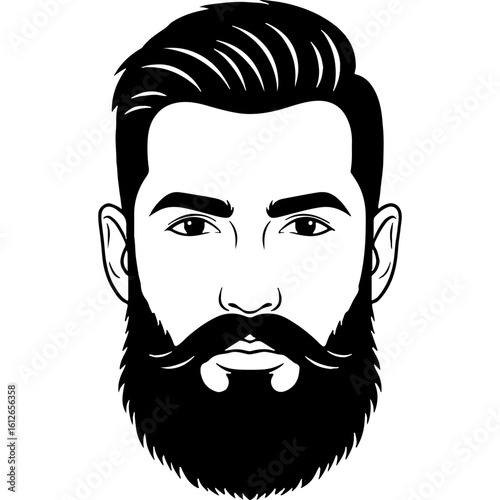 Stylized illustration of a masculine man with a full beard and prominent mustache, perfect for World Beard Day celebrations.