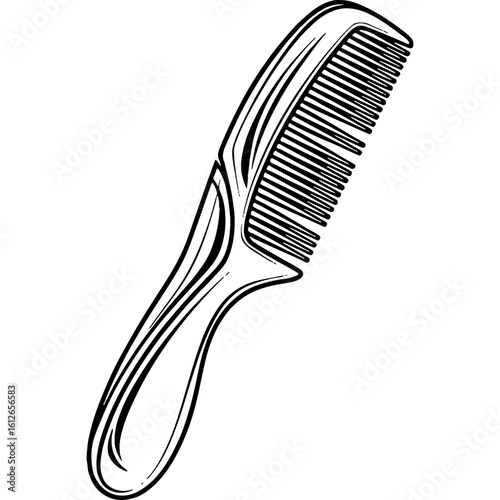 Classic Hair and Beard Comb Vector Line Art Illustration. Essential Grooming Tool for Personal Care, Barbershop, Beauty, and Styling Needs
