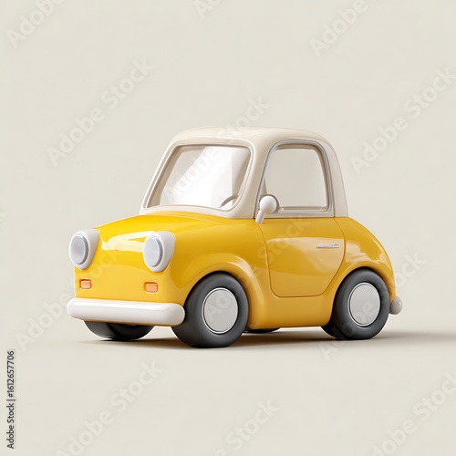 Cheerful yellow toy car brings a touch of vintage charm, perfect for playful designs and nostalgic themes