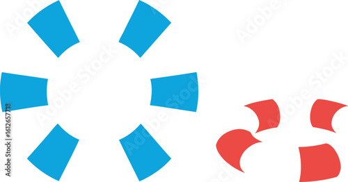 Two life preservers one blue and white and one red and white sitting on a plain white background