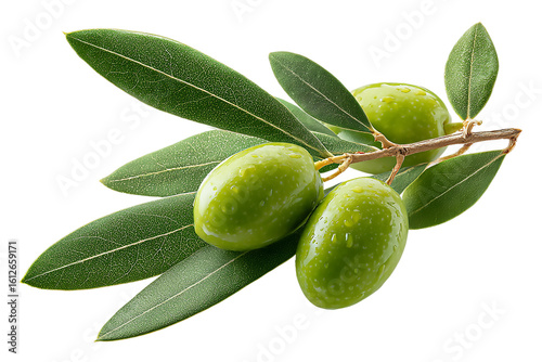 Wallpaper Mural A vibrant green olive branch with ripe olives isolated on transparent background Torontodigital.ca