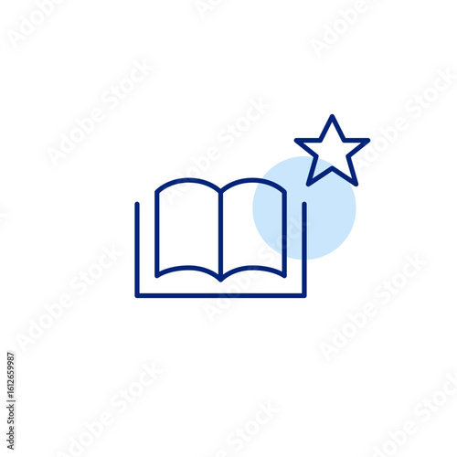 Open book and star. Top-rated library for learning and leisure. Pixel perfect, editable stroke vector icon