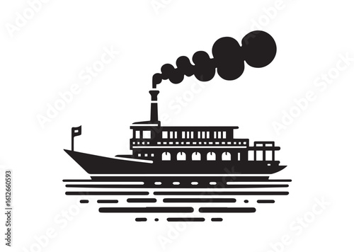 Riverboat silhouette vector illustration