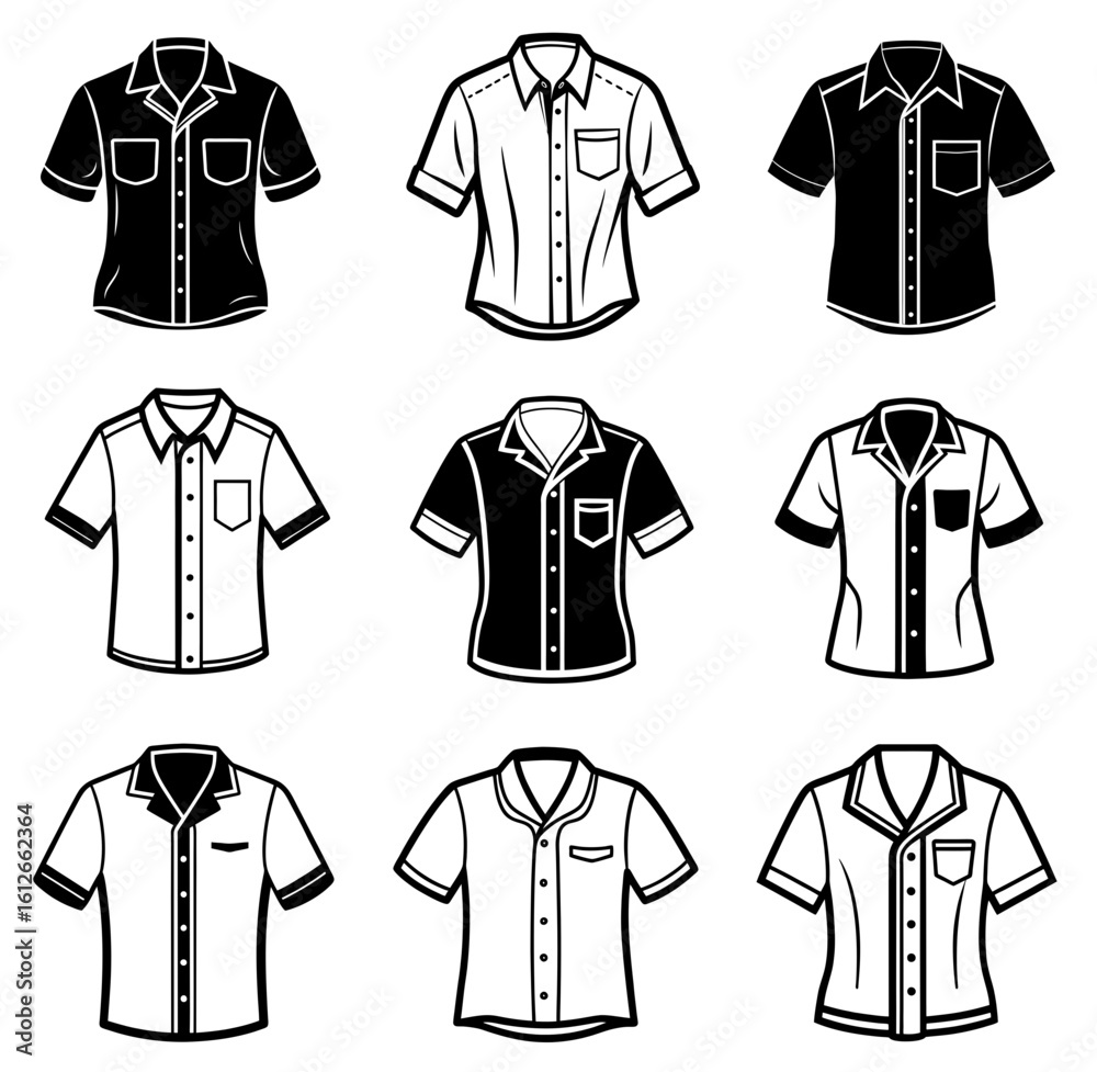 Naklejka premium Scrub Shirt silhouette vector set