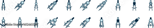 Blue Compass Filled Color Icon Pack. Minimalistic Linear Pictogram for Web and Graphic Design, Apps, Banners, Social Network and Cards