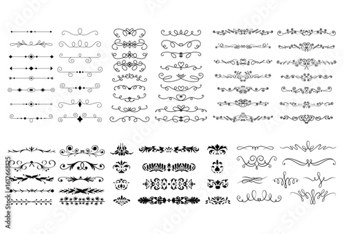 Wallpaper Mural dividers doodle set. Wedding decorative elements. Divider ornament, borders, vintage line separators. Hand drawn vector illustration Torontodigital.ca