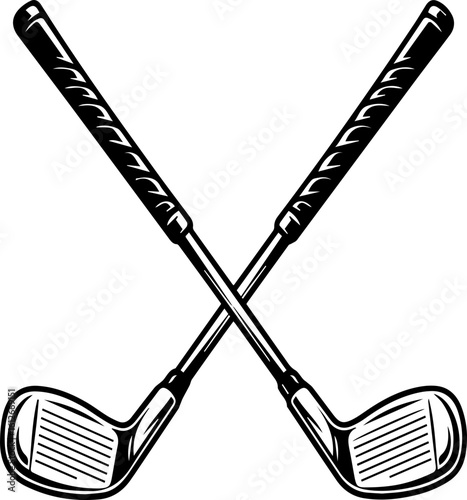 Golf Clubs with Ball Line Icon Sheet – Putter, Driver, Iron, Tee