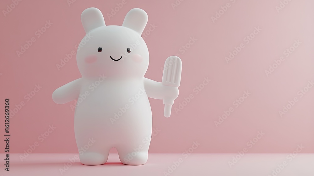 Character Holding Treat on Pink Background Character Holding Treat on Pink Background