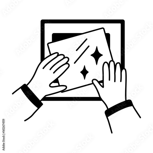Dusting with hands, glyph style icon

