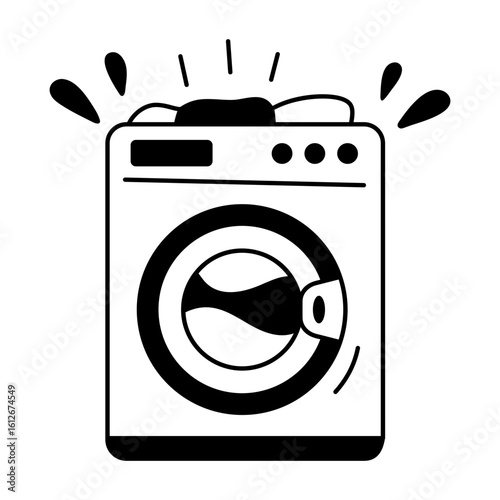 A glyph style icon of laundry machine 
