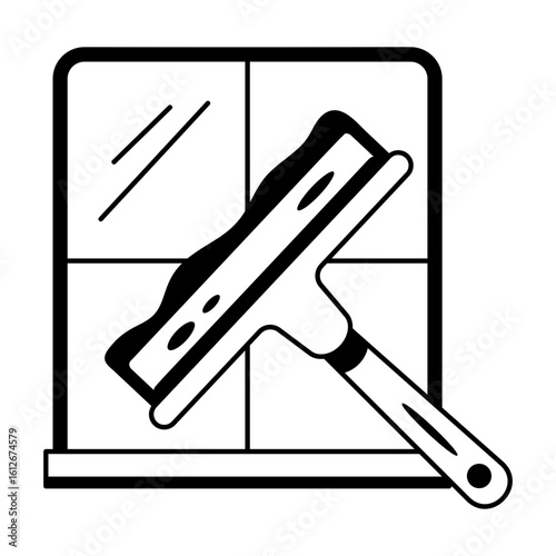 Cleaning window with wiper, glyph style icon 
