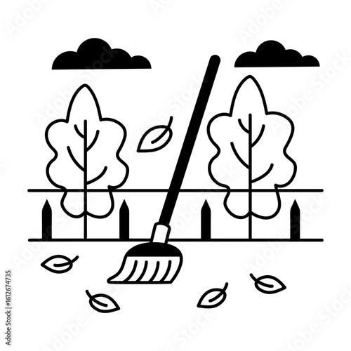 Garden cleaning icon in glyph style 

