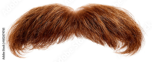 A bushy brown mustache isolated on transparent background