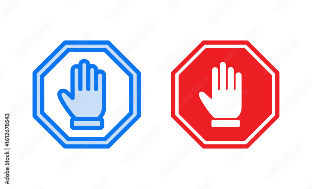Stop icon vector illustration. stop road sign. hand stop sign and symbol. Do not enter stop red sign with hand Stop icon vector illustration. stop road sign. hand stop sign and symbol. Do not enter stop red sign with hand
