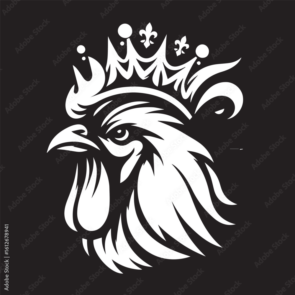 Fototapeta premium logo of a rooster wearing a crown