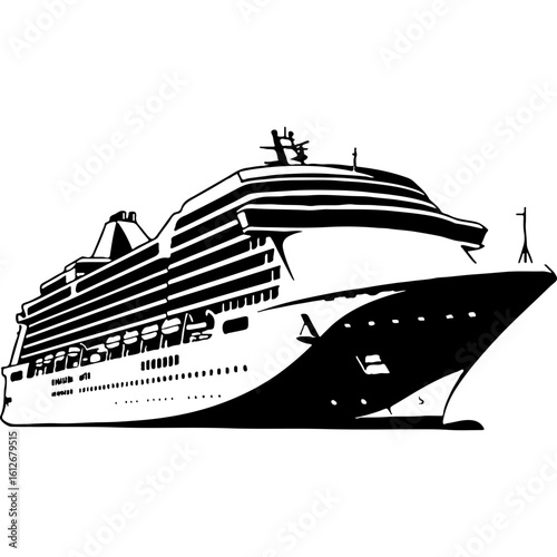 Elegant cruise liner graphic for ocean voyages, luxury vacations, and global tourism, ideal for World Tourism Day