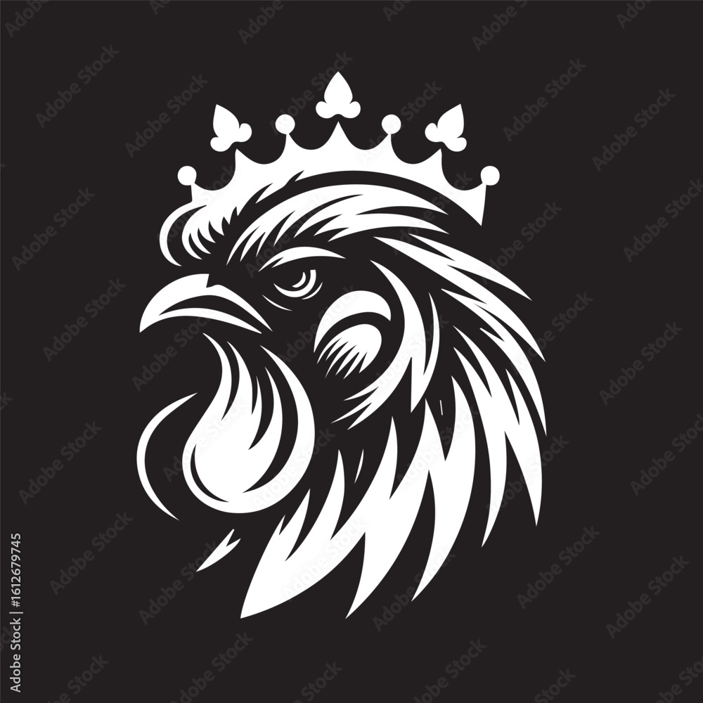 Fototapeta premium logo of a rooster wearing a crown