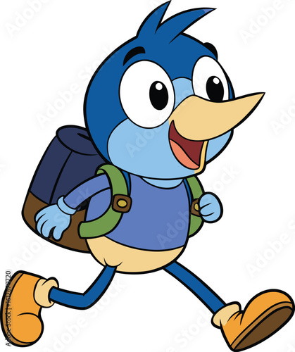 A cute, funny cartoon penguin character with a book or a letter, a happy animal vector illustration