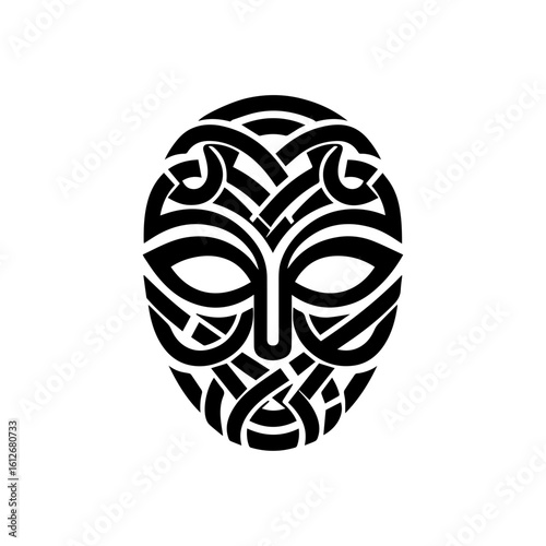 tribal mask of loyalty, with knotwork or rope like outlines