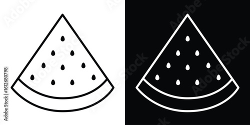 Watermelon Slice Illustration Minimalist Design with Black and White Backgrounds