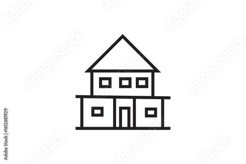 House single line icon vector illustration, ideal for real estate, property, and residential design