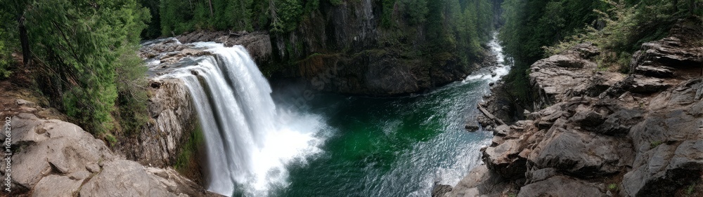 Fototapeta premium Panoramic hdr waterfall views nature reserve high-quality 360 degree landscape photography