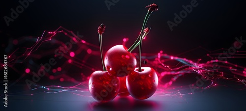 cherry Wireframe,creative commons attribution, Generative AI