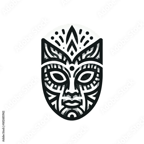 tribal mask of ritual purity, with clean lines and clarity
