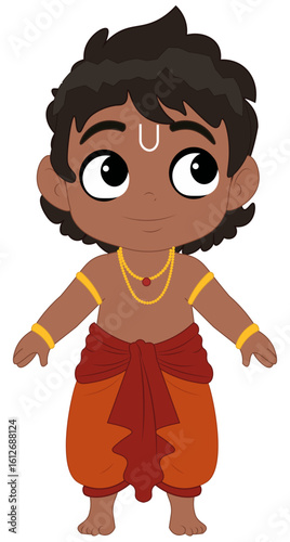 Cute Indian Child Character Traditional Attire Vector