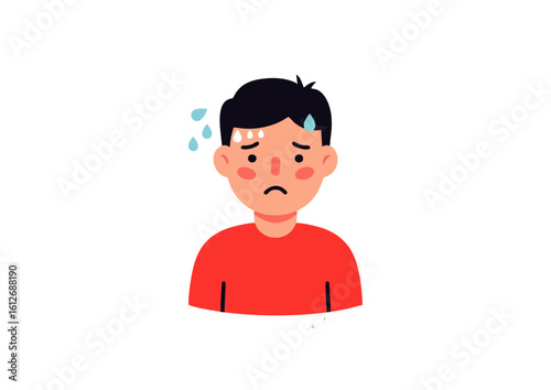 icon off a man with a red, irritated face due to an allergic reaction.