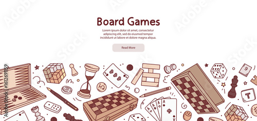 A website border of hand-drawn board games.