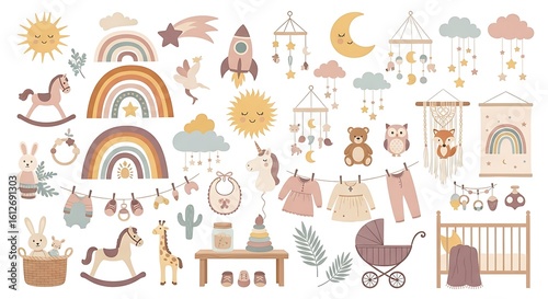 Nursery decor elements baby mobile