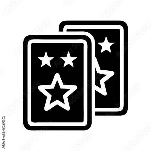 Tarot card icons with stars in bold black style