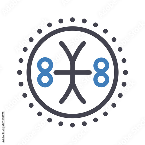 Mystic astrological symbol with dots and curves