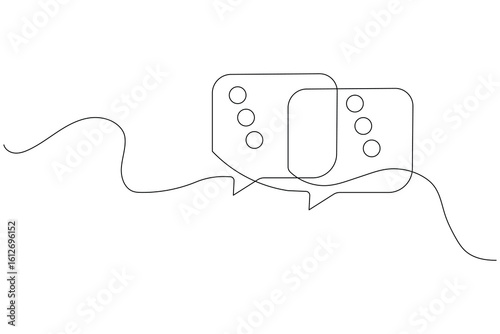 Speech bubble continuous single line art and white background