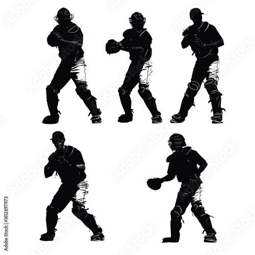 catcher silhouette set, Black & White silhouette set