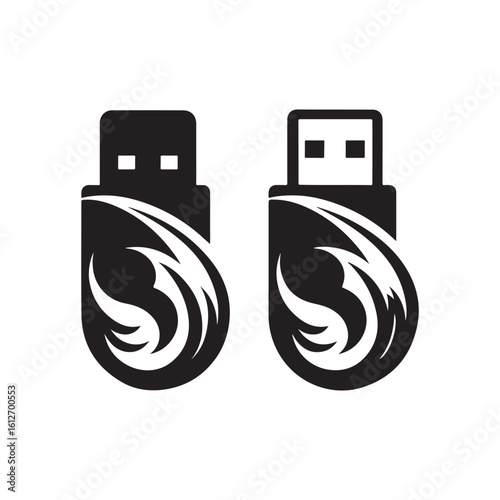 flash drive vector silhouette clip art logo design illustration