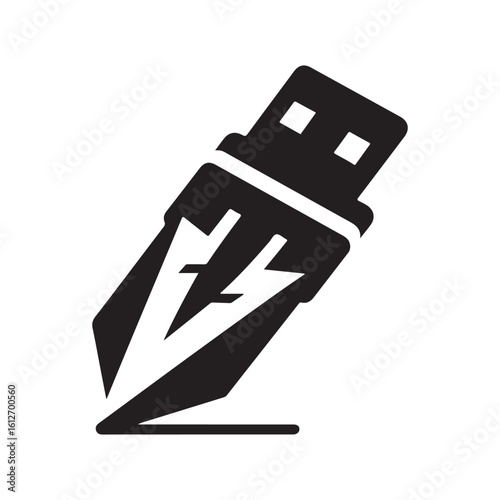 flash drive vector silhouette clip art logo design illustration
