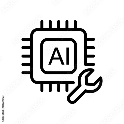 AI Chip Settings Icon. Artificial Intelligence Processor Configuration