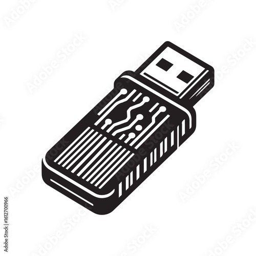 flash drive vector silhouette clip art logo design illustration