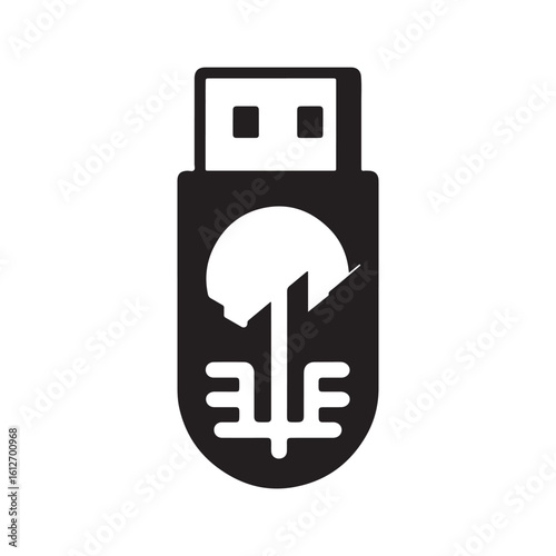 flash drive vector silhouette clip art logo design illustration