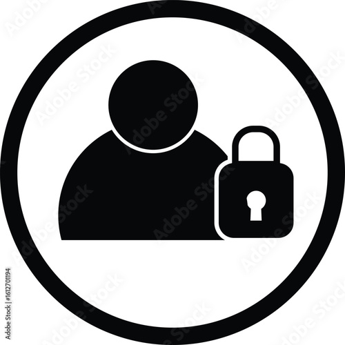 account freeze icon. user with lock sign. personal protection symbol. flat style.
